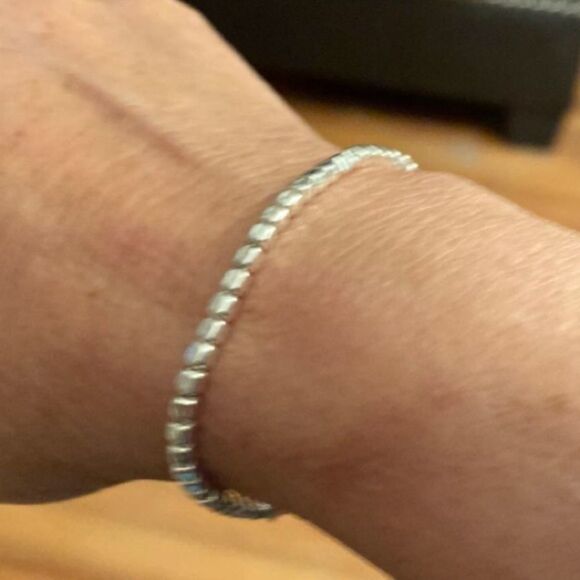 Sterling silver cube bead chain bracelet - Picture 4 of 7
